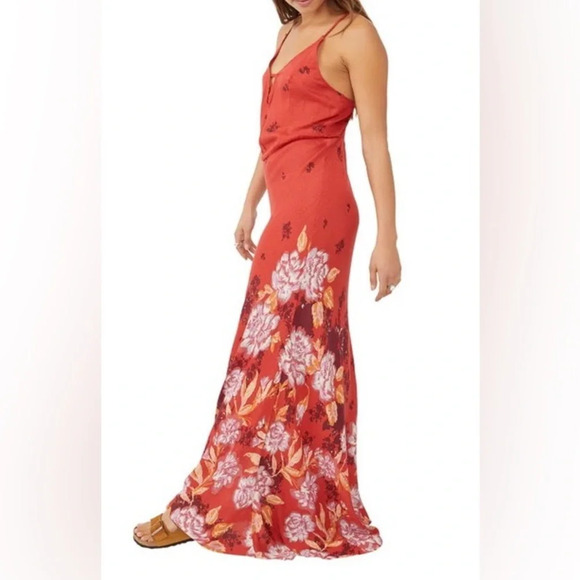 NWT Free People Get to You Floral Maxi Sundress Scarlet Red XS - Picture 1 of 12